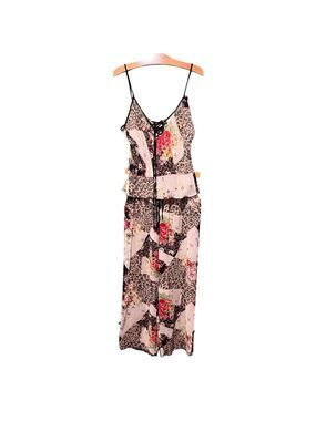NWT Georgette Leopard Floral Patchwork Pajama Set Two Piece Cami Top